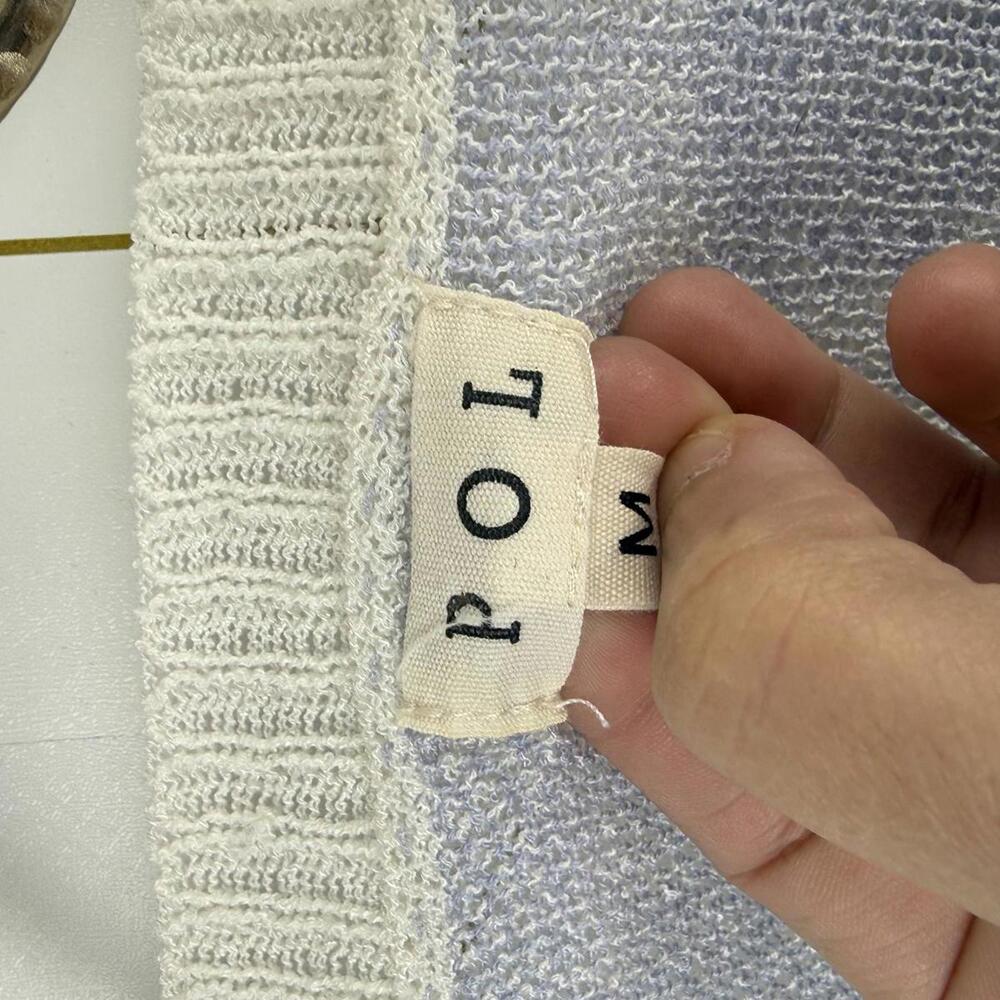 POL Light Blue and Purple Heart Pattern Lightweight Sweater - Size - Medium - Picture 4 of 6